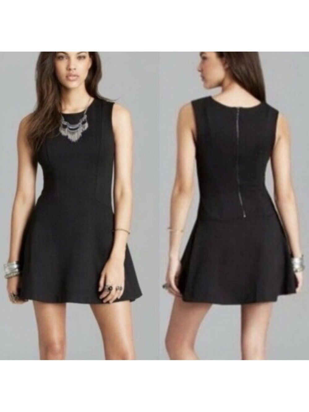 Free people cha cha skater Black Sleeveless classic stretchy  Dress XS